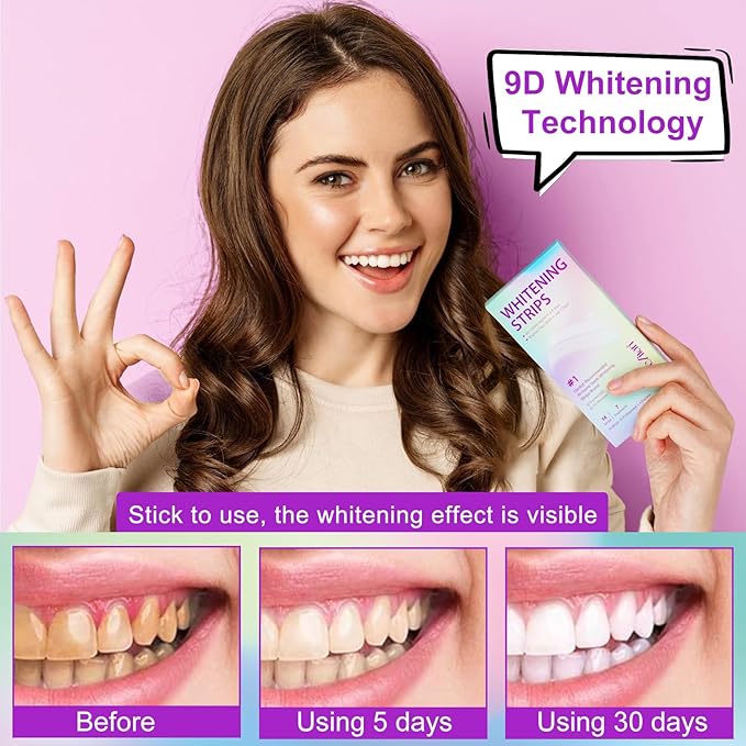 Teeth Whitening Strips,7-Day whitening Strips,Sensitive Teeth Whitener,Enamel Safe for Whiter Teeth,Deep Stains Removal,nstant Teeth Whitening Without The Harm (14pcs)-Ruum Studio Home
