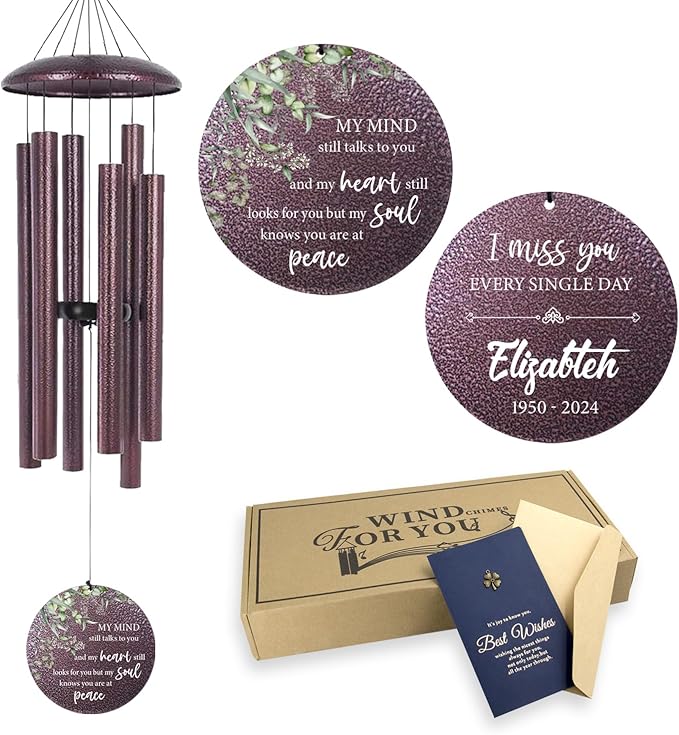 ASTARIN 36" Large Deep Tone Personalized Sympathy Wind Chimes, Memorial Wind Chime for Loss of Mother Father Loved One, Bereavement Gifts Decor Outdoor Patio Garden Graveyard-Ruum Studio Home