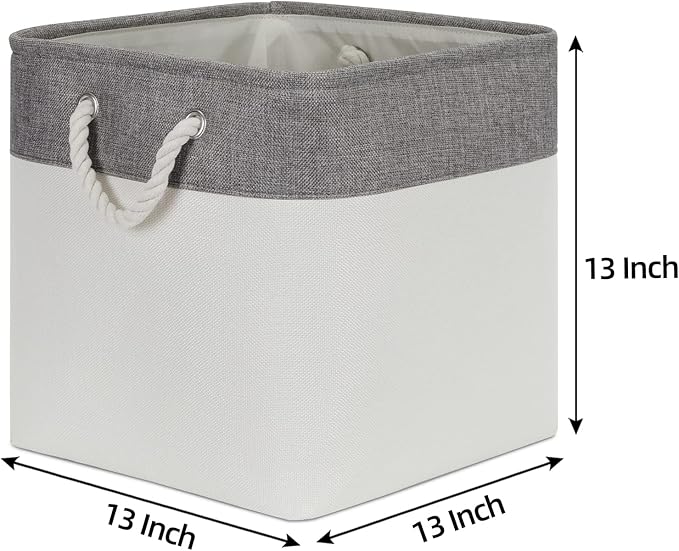 Bidtakay Fabric White Baskets for Shelves Set of 3 Cube Storage Large Organizer Bins 13x13 Closet Storage Bins for Home Office Nursery Collapsible Storage Bins for Organization-Ruum Studio Home