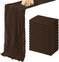 10FT 12 Pack Brown Cheesecloth Table Runner 20 x 120 Inch Long Boho Fabric Rustic Cheese Cloth Table Runner for Wedding Bridal Shower Baby Shower Gauze Sheer Birthday Party Table Decorations-Ruum Studio Home