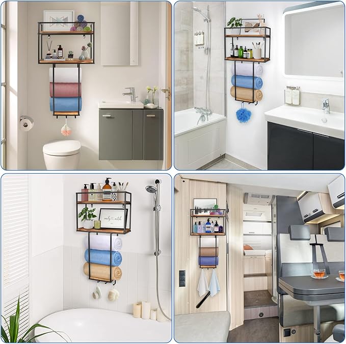 Towel Rack Wall Mounted - Space-Saving Design for Small Bathrooms - Versatile Organizer for Towels, Blankets, and More - Ideal for RVs and Hotels-Ruum Studio Home