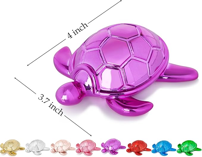 Small Sea Turtle Statue 4 inch Shiny Hot Pink Accent Knick Knacks Paperweight for Bathroom Home Office Shelf Desk Table Decor, Cute Sea Turtle Gifts for Women-Ruum Studio Home