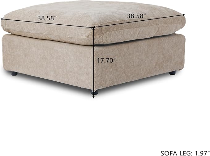 JACH Modular Ottoman Seater for Living Room, Cushion Covers Removable, Minimalist Comfy Footstool, Breathable Ottoman for Living Room Apartment (Khaki)-Ruum Studio Home