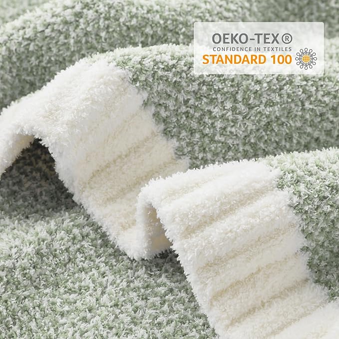 Snuggle Sac Heather Sage Green Throw Blanket for Couch, Reversible Super Soft Knitted Blankets Warm Cozy Fuzzy Throws for Sofa, Bed, Camping, Sage Green, 50x60 inches-Ruum Studio Home