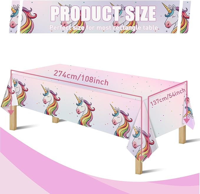 8Pcs Unicorn Tablecloths for Birthday Party, Unicorn Plastic Table Cover Disposable Party Table Cloths, unicórnio Festa Supplies for Baby Shower and Birthday Decoration for Girls (54'' x 108'')-Ruum Studio Home