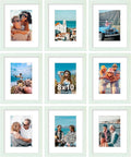 Vittanly 8x10 Picture Frames Set of 9, Shatter Resistant Plexiglass, Display 5x7 Pictures with Mat or 8x10 without Mat, Photo Frames for Wall or Tabletop, Engineered Wood, Vintage Green-Ruum Studio Home