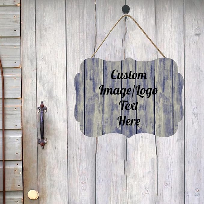 Personalized Wooden Welcome Sign Front Door Decor Home Sign Customized Image/Text Hanging Farmhouse Decorations for Home Office 11.2 * 8 Inch-Ruum Studio Home