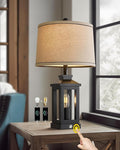 23.75" Retro Farmhouse Black Table Lamp for Living Room Bedroom Nightstand Single Pack Touch Control Bedside Nightlight Vintage Modern Lamp with USB C+A Ports and 2 Light Sources-Ruum Studio Home