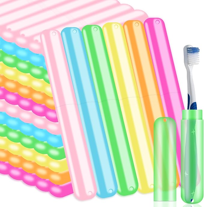 SIKEMAY 100 PCS Toothbrush Holder Bulk, Toothbrush Case Cover, Portable Plastic Dust Proof Breathable, Holder for Travel, Bathroom, Indoor, Outdoor, Trip, Camping, School-Ruum Studio Home