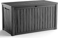 180 Gallon Outdoor Deck Box,Storage Lockable Waterproof Patio Furniture,Garden Tools,Cushions,Pool Accessories Outside Storage Resin Box(Black)-Ruum Studio Home