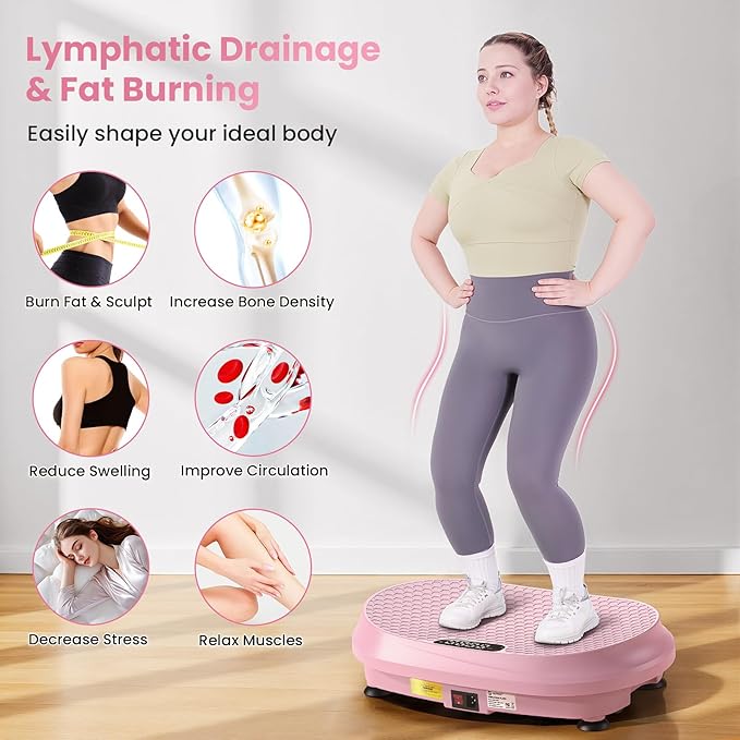 Curved Vibration Plate Exercise Machine, Vibrating Plate 400 lbs Capacity with 9 Auto Modes and 120 Adjustable Speeds, Large LED Display, Touch and Remote Control, Vibration Platform for Home-Ruum Studio Home