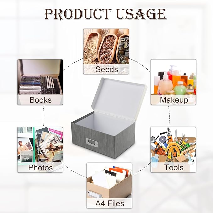 Briful Photo Boxes with Lids - 4 in 1 Set Waterproof Storage Boxes with Handles for Clothes, Shoes, Office, Cosmetic, Books-Ruum Studio Home