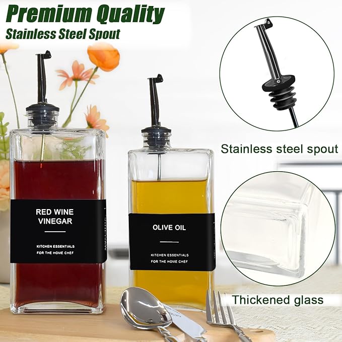 Olive Oil Dispenser Bottle for Kitchen,17 oz Oil and Vinegar Dispenser Set, Cooking Oil Dispenser, Glass Container, Coffee Syrup Bottles-Ruum Studio Home