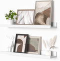 Heimlove Picture Ledge Shelf, Floating Shelves Set of 2, 24 Inches Picture Shelf for Wall with Ledge, Kids Bookshelf Wall Mounted for Living Room Bedroom Decor Books Photo Frames - White-Ruum Studio Home
