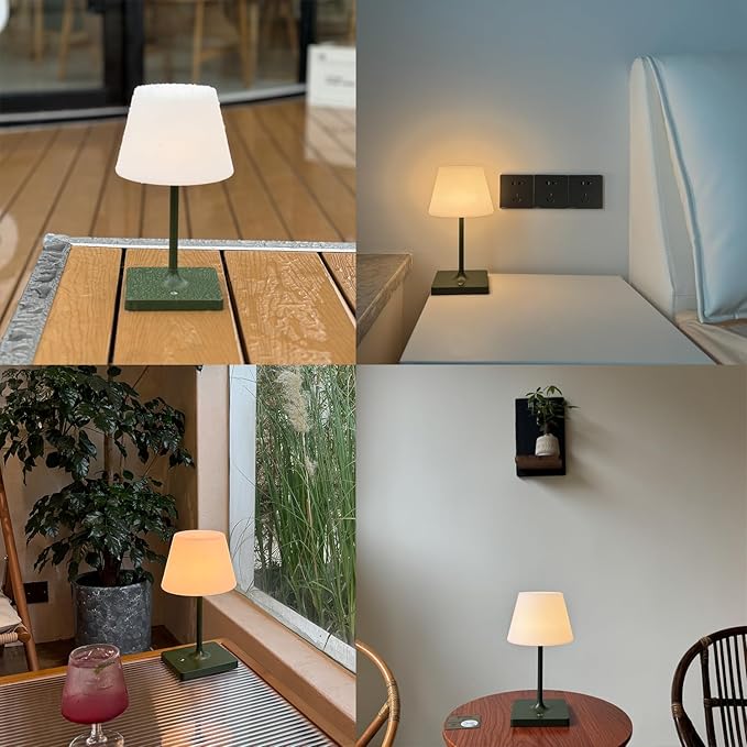LED Cordless Table lamp Rechargeable,Outdoor Battery Operated Portable Desk lamp,Shower lamp Waterproof,4000mAh LED 3 Colors Dimmable Touch Night Lamps-Green-Ruum Studio Home