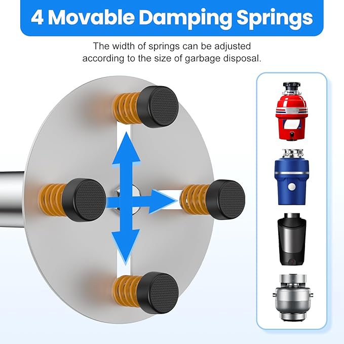 Garbage Disposal Support, Adjustable Spring Shock Absorber Bracket (7.48-10.62 inch (19-27cm)), Holds Up tp 440lbs, Stainless Steel Noise Reduction Installation Kit-Ruum Studio Home