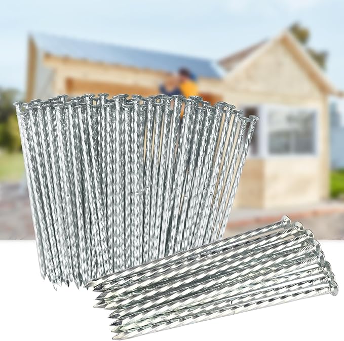 60 PCS 8 Inch Spiral Metal Galvanized Landscape Spikes, Galvanized Non-Rust Metal Garden Stakes, Garden Nails for Artificial Turf, Weed Barrier, Tent, Carpentry and More, by GENHAKON.-Ruum Studio Home