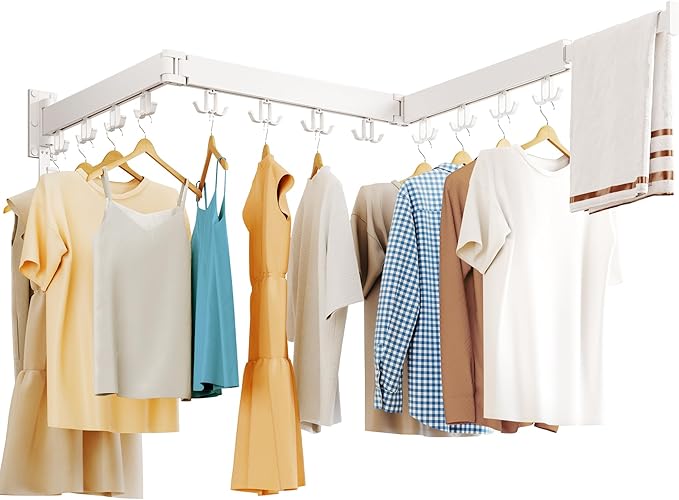 Clothes Drying Rack Wall Mounted,Drying Rack Clothing Wall Mount,Laundry Drying Rack,Collapsible Dying Racks for Laundry-Ruum Studio Home