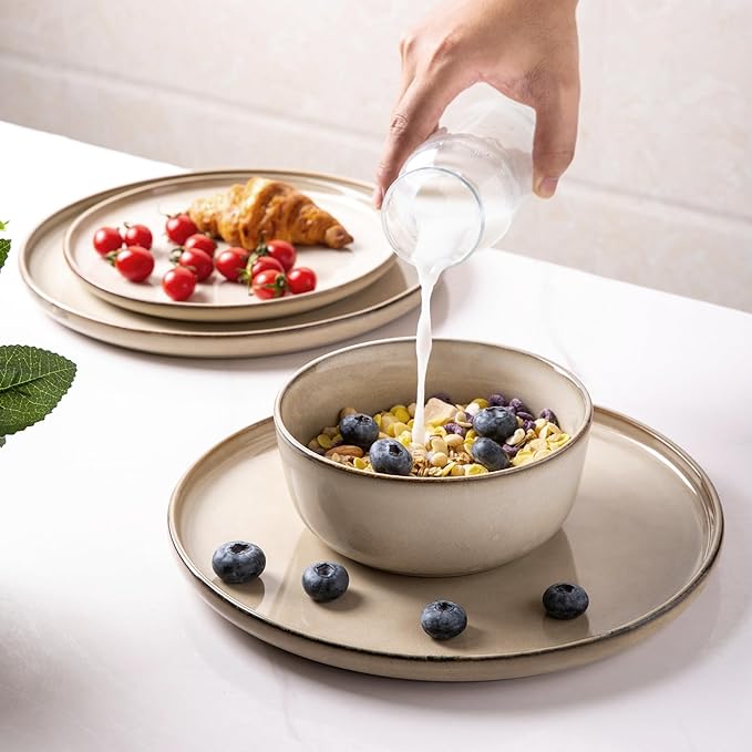 GBHOME Ceramic Dinnerware Sets for 12, 36 Pieces Stoneware Plates and Bowls Sets, Reactive Glaze Dishes -Scratch Resistant, Dishwasher&Microwave Safe-Ruum Studio Home