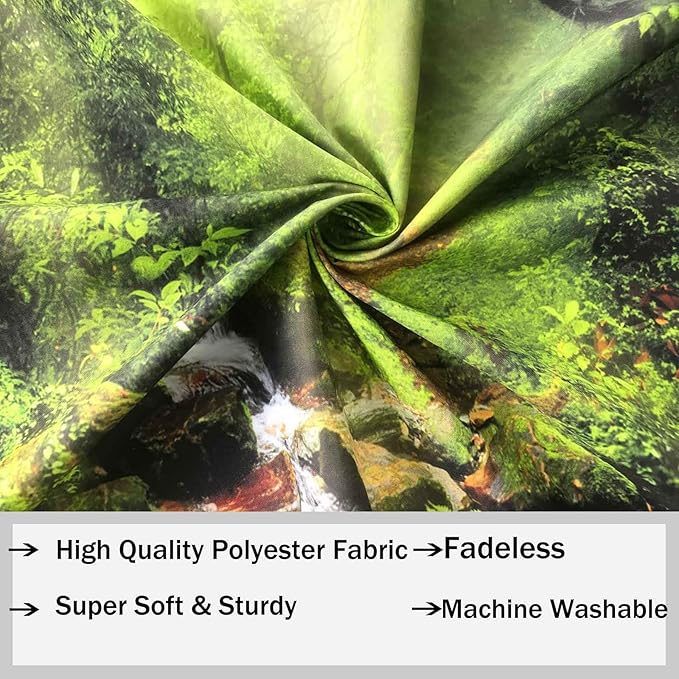 Misty Forest Tree Cave Tapestry Nature Green Tapestry Enchanted Rainforest Tropical Jungle Sunshine Flowing Stream Landscape Wall Tapestries for Living Room Bedroom Dorm Office (50" × 60")-Ruum Studio Home