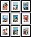 Vittanly 8x10 Picture Frames Set of 9, Shatter Resistant Plexiglass, Display 5x7 Pictures with Mat or 8x10 without Mat, Photo Frames for Wall or Tabletop, Engineered Wood, Black-Ruum Studio Home