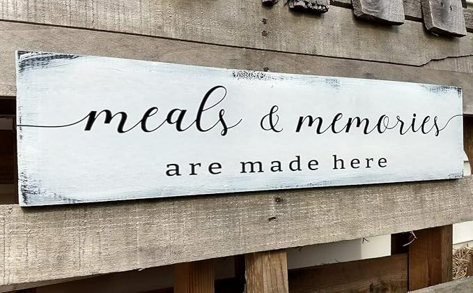 Farmhouse Kitchen Wall Decor,Meals and Memories are Made Here Sign, Rustic Wood Kitchen Signs Dinning Room Wall Decor (Meal) 6x18 Inch-Ruum Studio Home