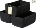 Small Storage Baskets for Organizing | Closet Organizer Bins | Shelf Toy Basket | Woven Rope Baskets | Cube Decorative Box | Shallow Basket | 11.5x7.5x4.7” | 3 Packs Black-Ruum Studio Home