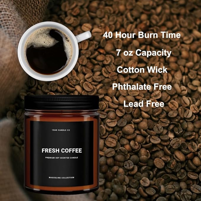 1OAK Scented Candles for Men - Fresh Coffee Candle - Espresso & Roast Coffee - Home Gifts (7oz.)-Ruum Studio Home