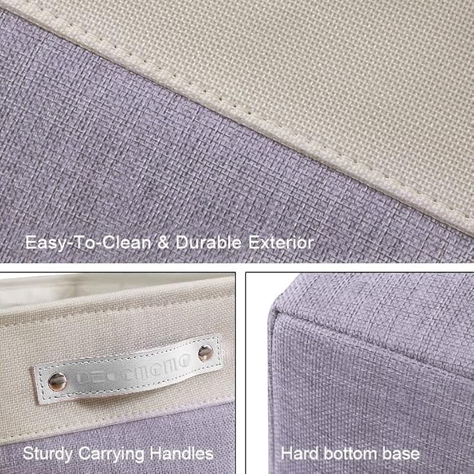 DECOMOMO Storage Bins Fabric Storage Baskets for Shelves, Linen Closet Organization Toys Nursery (Purple and White, Large - 3 Pack)-Ruum Studio Home