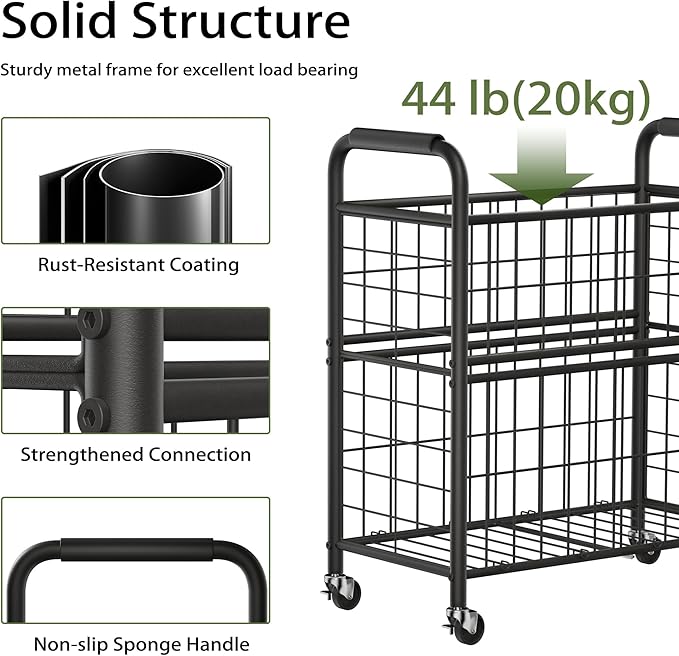 Laundry Hamper 2 Section, 110L Rolling Laundry Sorter Basket with Wheels, 2 Compartment Clothes Organizer Cart, Pull-Out Removable Bags for Laundry Room, Bathroom, Bedroom, White-Ruum Studio Home