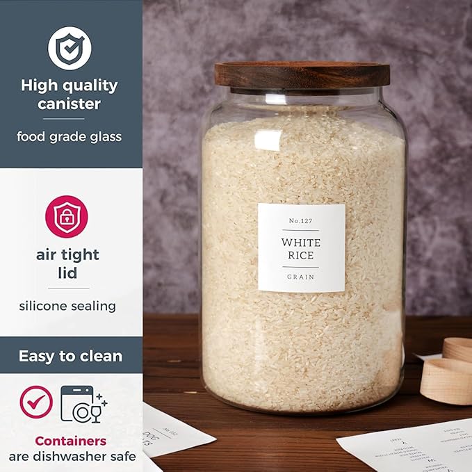 2 PCS Large Glass Jar with Airtight Lid, Glass Food Storage Jars for Tea,Spice,Cereal, Egg,Flour,Coffee and More(1 gallon/4000 ml)-Ruum Studio Home