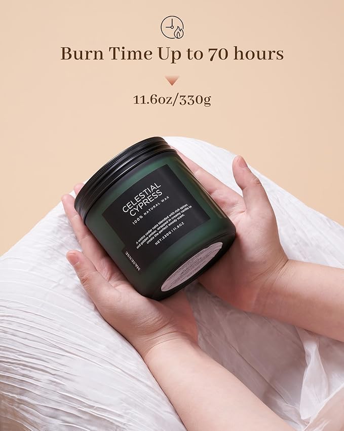 M&SENSE Celestial Cypress - Cedarwood Spice Scent Natural Soy Wax Highly Scented Candle, 11.6oz 2 Wick 70 Hours Long Lasting Candle Woody Scent Gifts for Dad-Ruum Studio Home