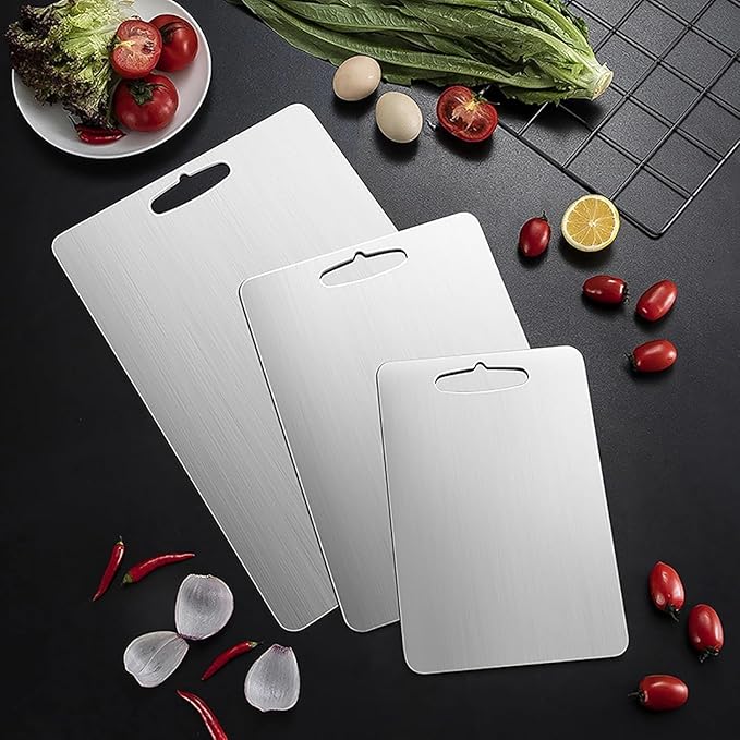 Titanium Cutting Board, New Titanium Cutting Board, Top, 100% Pure Titanium Cutting Boards for Kitchen, Healthy Premium Dual-Sided Chopping Board for Fruit, Meat, Vegetable. (Medium - 14" x 10")-Ruum Studio Home