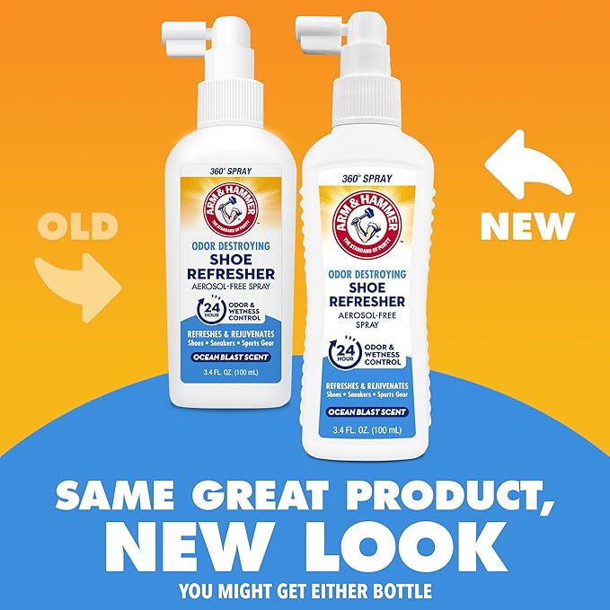 Arm & Hammer Shoe Refresher Spray, Odor Eliminator for Sneakers, 24 Odor & Wetness Control, Aerosol-Free Shoe Deodorizer Spray, Ocean Blast Scent, 3.4 oz-Ruum Studio Home