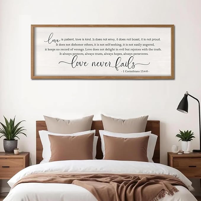 Love Is Patient Love Is Kind Wall Decor Art 32×12 Inch (Wood)-Ruum Studio Home