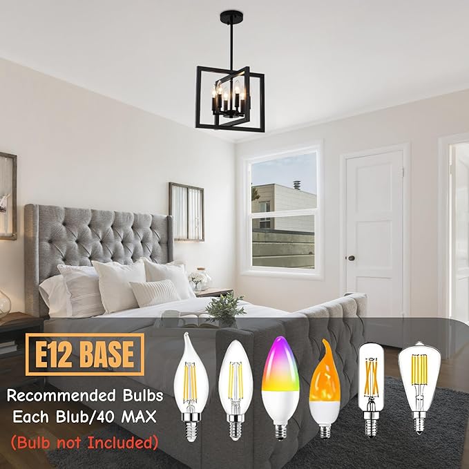 ANKYLHUA Small Black Chandelier,6-Lights Ceiling Light Fixture E12,Adjustable Hight Pendant Lights Kitchen Island,Chandeliers for Dining Room Bedroom,Entryway,Foyer-Ruum Studio Home