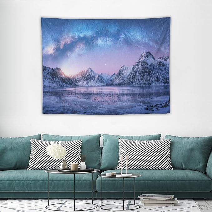 HZOHNAGO Mountain Tapestry Aurora Snow Mountain Sunset Pattern Printed Wall Tapestry Wall Hanging for Bedroom Living Room Dorm 40" W x 30" H-Ruum Studio Home