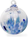 Luke Adams Glass | 3" Mini Glass Tree of Life | Handmade Ornament | Hanging Garden Gazing Ball | Indoor Outdoor Home Décor | (Blue)-Ruum Studio Home