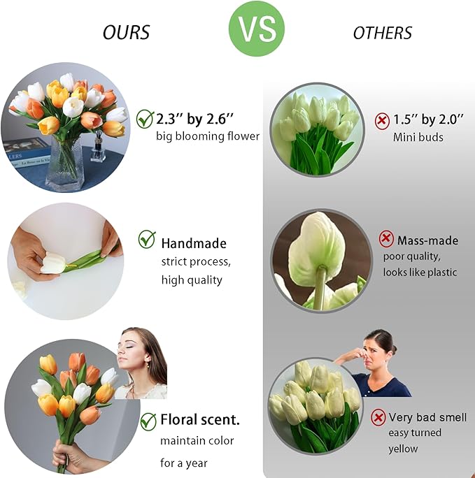 Buart Autumng-Colors Tulip Flowers Artificial Luxury Big Tulip Valentine's Day Mother's Day Easter Home Kitchen Wedding Decorations(11pcs)-Ruum Studio Home