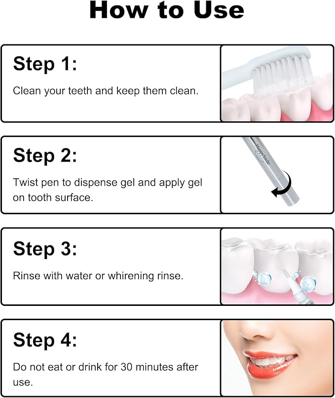 HappySmile Premium Teeth Whitening Pen Set of 3 - Achieve a Brighter Smile, Easier Than Strips or Other Whitening Kits - Professional Results, Gentle on Sensitive Teeth-Ruum Studio Home