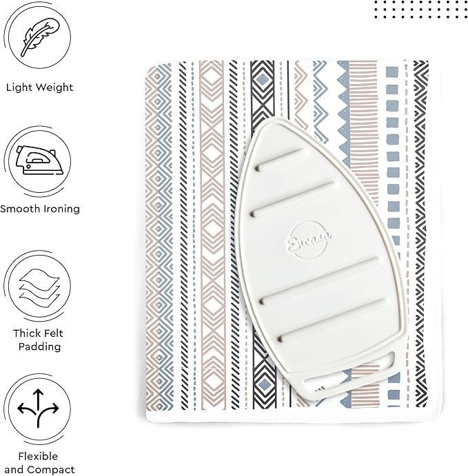 Encasa XO Ironing Mat/Pad (Large 48"x28") with 3mm Padding & Silicone Iron Rest for Steam Pressing on Tabletop or Bed - Heat Resistant, Portable, Quilting & Travel Blanket - Aztec-Ruum Studio Home