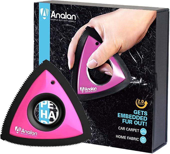 Analan Mini Pet Hair Remover for Car Detailing Supplies, Carpet Dog Hair Remover for Car Interior, Triangle Dog Hair Remover for Auto Detailing, Couch, Furniture, Lint, Carpet (Rose Pink)-Ruum Studio Home