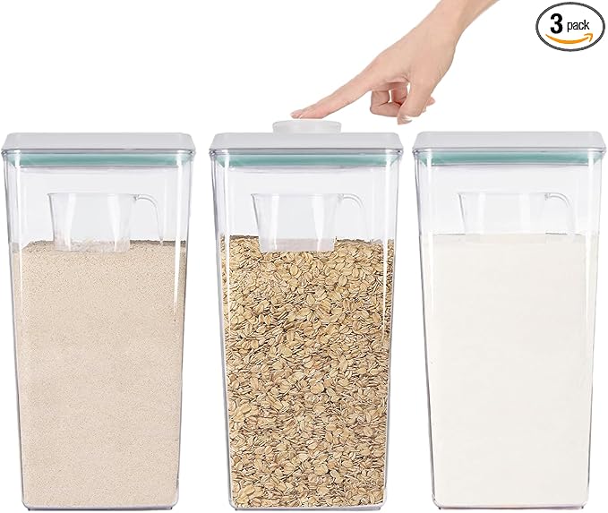 Pop Containers with Lids - Stackable Airtight Food Storage, Kitchen Pantry Storage Containers for Snacks Candy Salt Herbs Spices BPA-Free (3300ML*3)-Ruum Studio Home