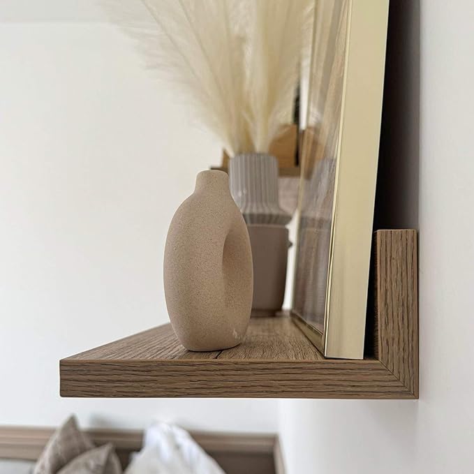 Mobili Fiver, Set of 2 Rachele Shelves, 23.62 in, Oak, Melamine-Finished, Wall Mounted Shelves for Bedroom, Corridor, Kitchen, Entrance, Living Room, Office, Italian Furniture-Ruum Studio Home