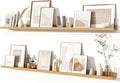 Fun Memories Picture Ledge Shelves Set of 2, 55 Inch Rustic Wall Mounted Floating Shelves with Lip for Home Storage and Décor in Bathroom, Kitchen, Nursery, Bedroom, Living Room, Oak-Ruum Studio Home