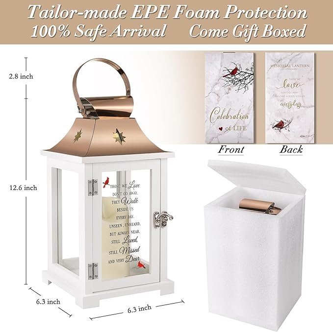 Memorial Lantern, Sympathy Gifts for Loss of Mom/Dad/Loved One, Bereavement Gifts, in Memory of Loved One Lantern,Celebration of Life, Memorial Gifts, Funeral Lantern,Those WE Love Don't GO Away-Ruum Studio Home