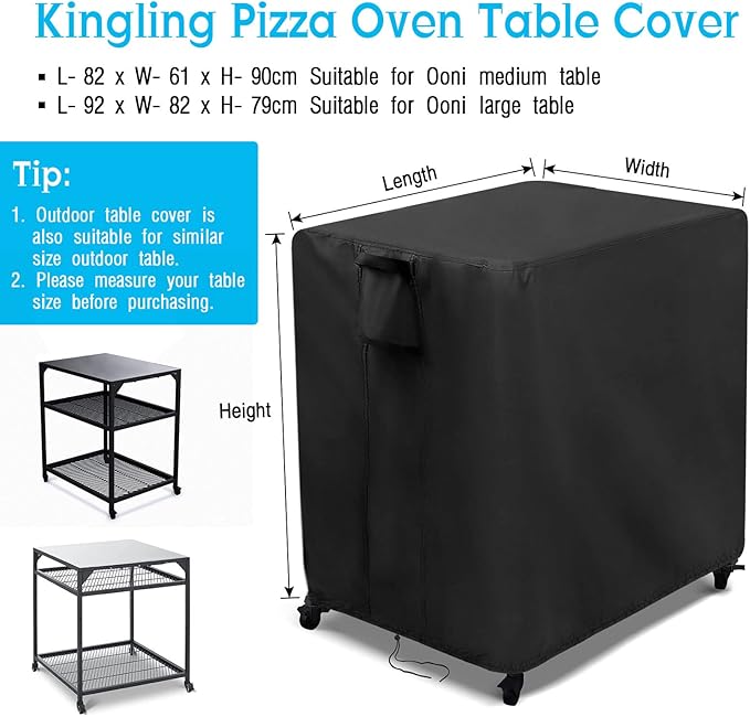 Kingling Outdoor Pizza Oven Table Cover for Ooni Large Table, Waterproof Outdoor Grill Prep Table Cover Pizza Oven Stand Cover - 36''L x 32''W x 31''H(Black)-Ruum Studio Home
