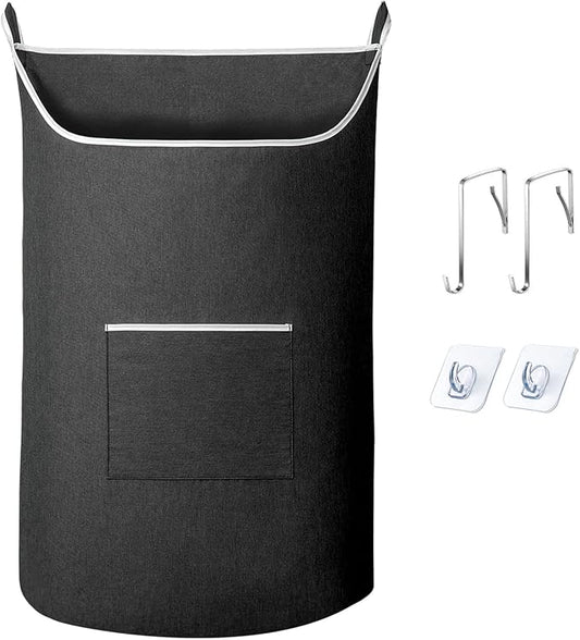 XL Hanging Laundry Hamper Bag, Black Door Hanging Hamper with Large Openging Hanging Laundry Hamper Storage Bag Large Size 36X22 Inch (Black)-Ruum Studio Home