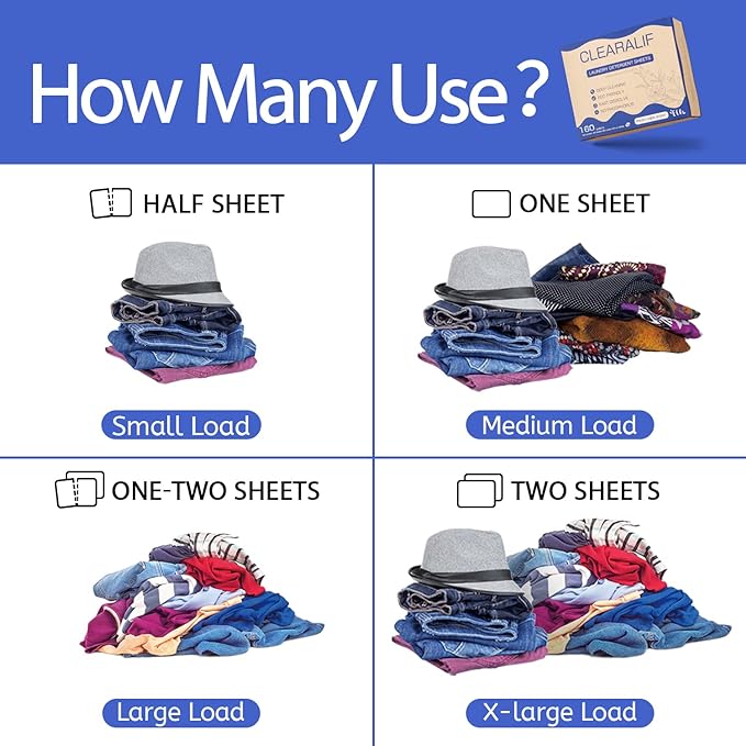 CLEARALIF Laundry Detergent Sheets Up to 160 Loads, Fresh Linen - Great For Travel,Apartments, Dorms,Laundry Detergent Strips Eco Friendly & Hypoallergenic-Ruum Studio Home