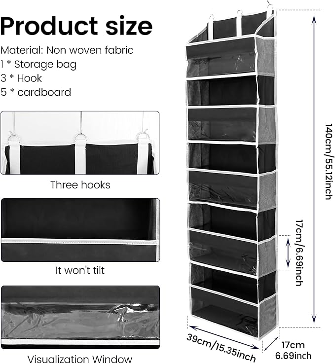 Over the Door Organizer with 5 Large Pockets and 10 Side Mesh Pockets Visible Closet Hanging Organizer Large Capacity Behind Door Storage Organizer for Home Office Bathroom Bedroom-Ruum Studio Home